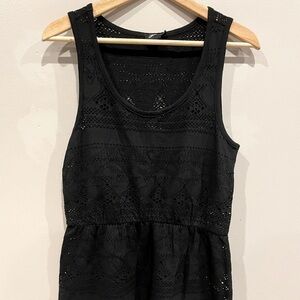 asos Black Eyelet Tank Dress Size 8